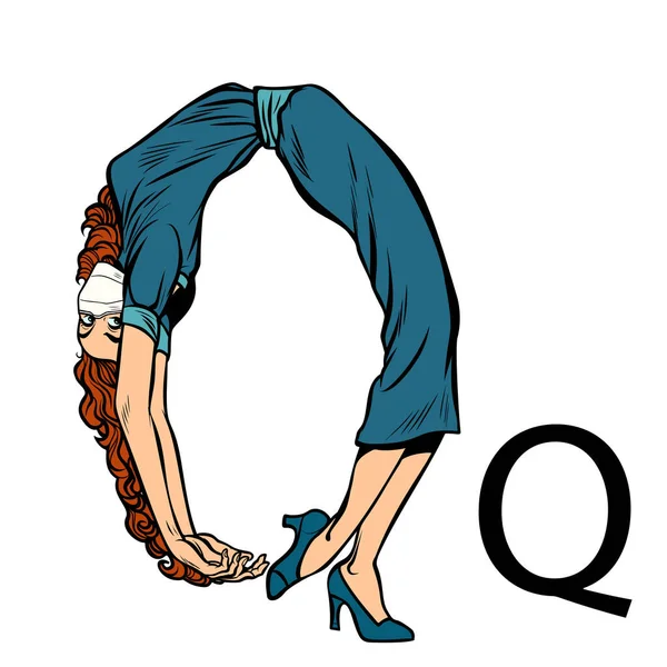 Lettre Q. : Alphabet de bureau. Les gens comme lettres — Image vectorielle