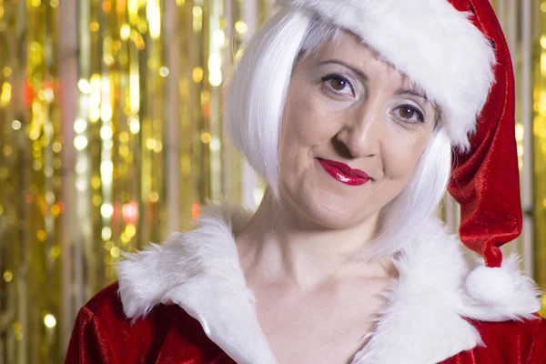 Femme habillée en Père Noël — Photo