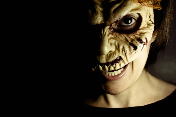 Zombie woman with dead living mask — Stock Photo, Image
