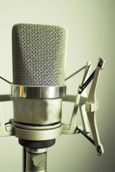 Silver microphone on white background — Stock Photo, Image