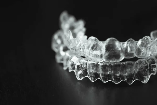Corrector Transparente Alineación Dientes Retención Dental Plástico Hay Gente —  Fotos de Stock