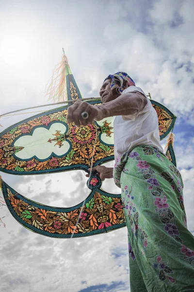 Bir yaşlı bir uçurtma oynamak