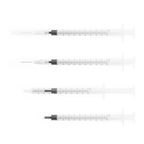 Siringa di insulina realistica isolata su sfondo bianco — Vettoriale Stock