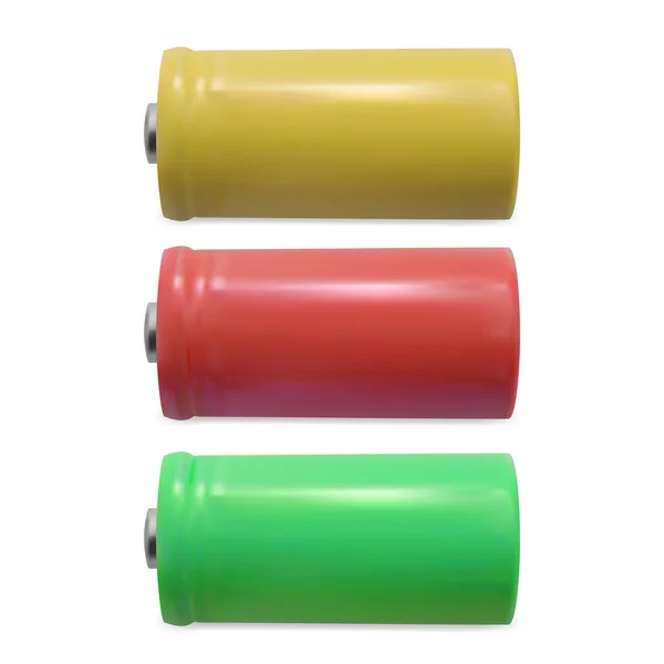 Baterias de cores brilhantes isoladas em branco — Vetor de Stock