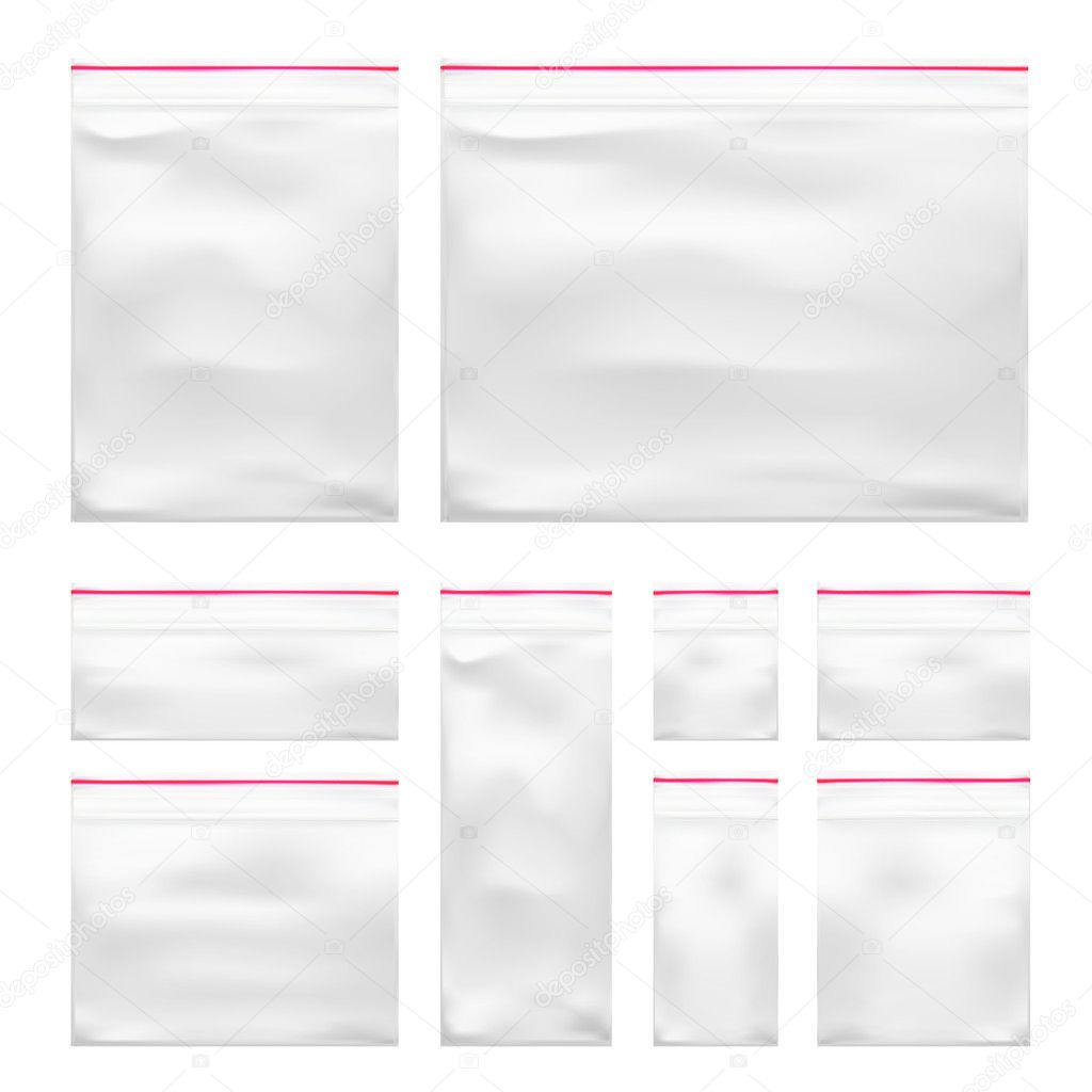 Set Of Transparent Blank Plastic Pocket Bag