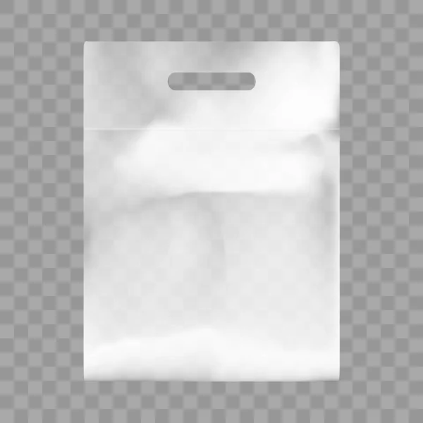 Bolsa de plástico en blanco Mock Up. Paquete vacío de polietileno — Archivo Imágenes Vectoriales