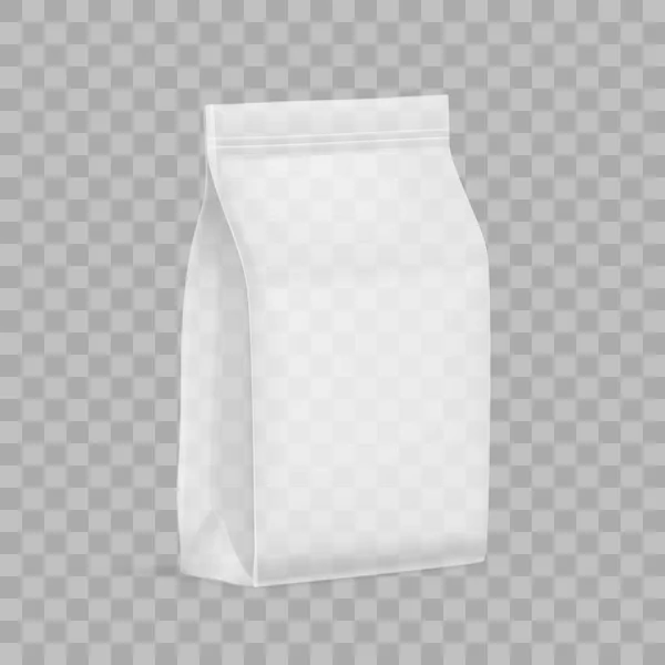 Transparente Plastik- oder Papierverpackung mit Reißverschluss. Beutel für Brot, Kaffee, Süßigkeiten, Kekse, Geschenke — Stockvektor
