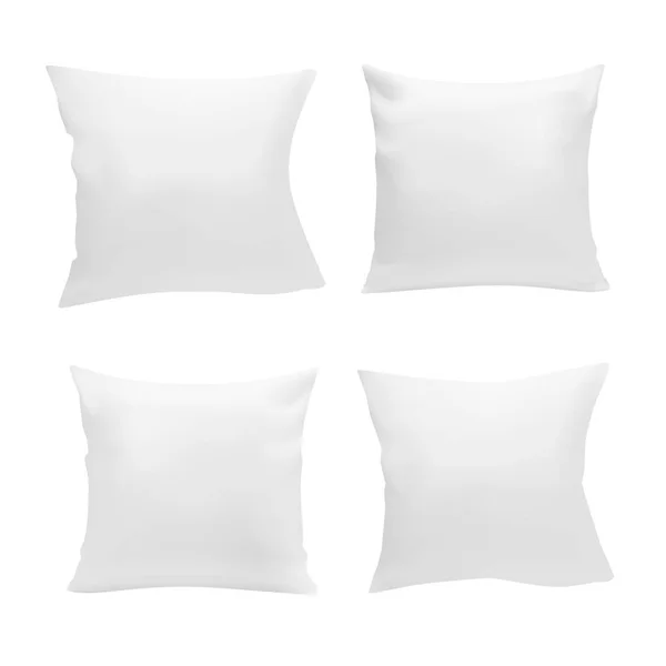 Bianco bianco quadrato cuscino Set — Vettoriale Stock