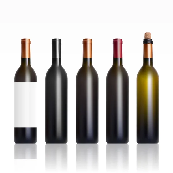 オープンとクローズのワインのボトルのセット — ストックベクタ