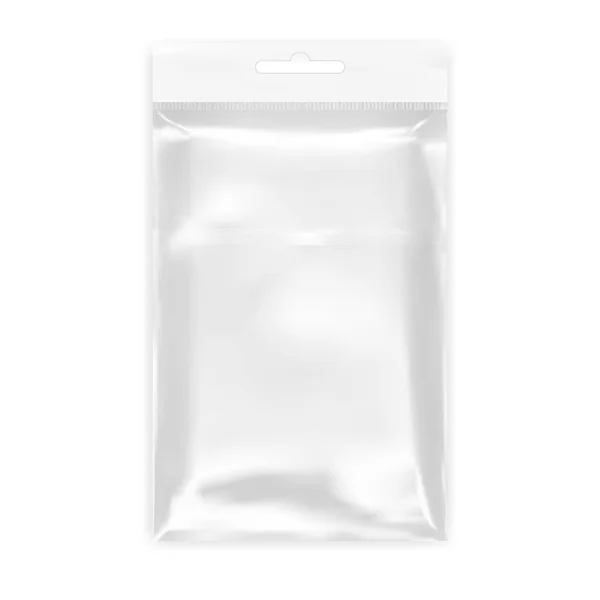 Transparante lege Plastic zak met Hang-sleuf — Stockvector