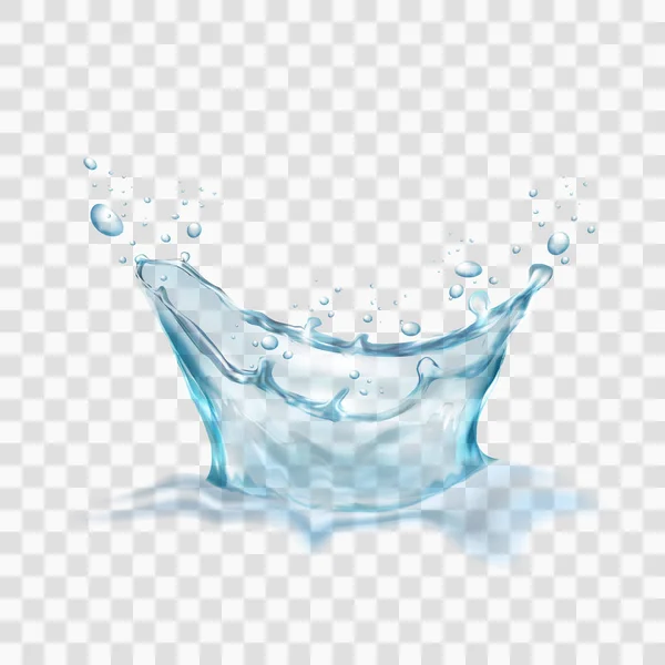 Salpicadura de agua transparente con olas y burbujas — Vector de stock