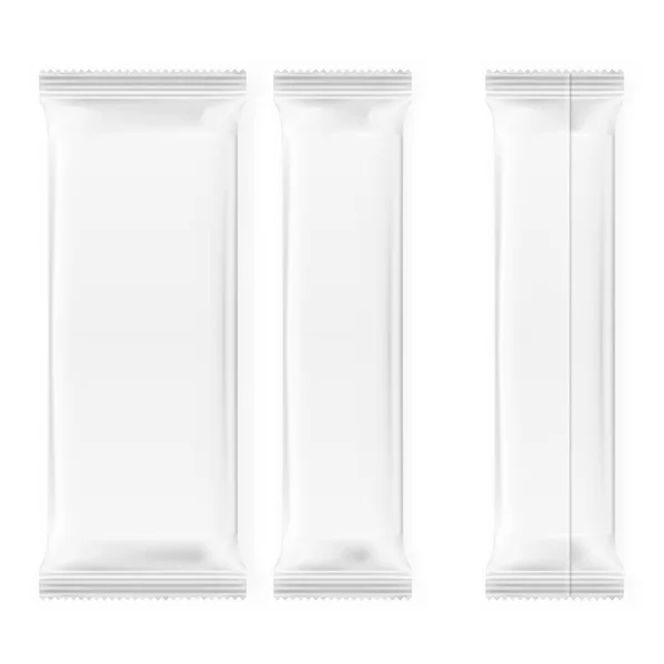Gerçekçi boş şablon paketleri Snack, çikolata veya şekerleme. Plastik Pack Set