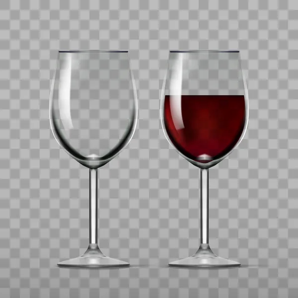 Grandi rossi vino e bicchiere vuoto — Vettoriale Stock