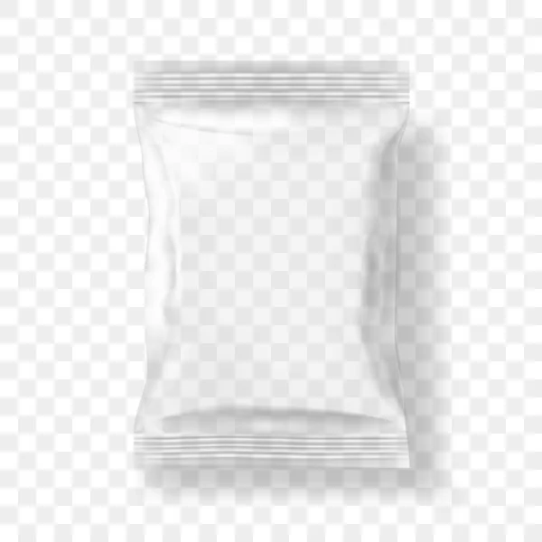 Прозрачная упаковка для закусок, чипсов, сахара, специй или других продуктов питания — стоковый вектор