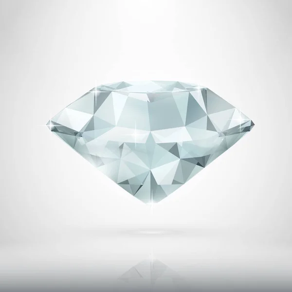 Diamante realista isolado em branco — Vetor de Stock