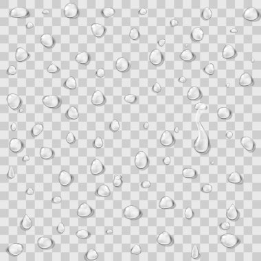 Şeffaf gerçekçi saf temiz su damla kümesi