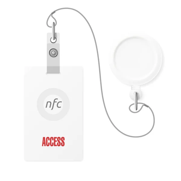 Modèle de marque de carte d'accès à l'insigne NFC blanc — Image vectorielle