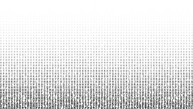 Beyaz arka planda siyah alfabe gradyan