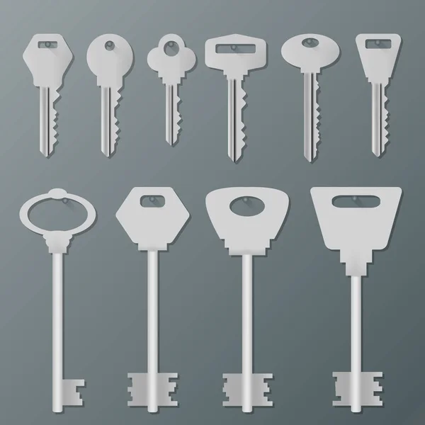 Срібні ізольовані ключі на стіні — стоковий вектор