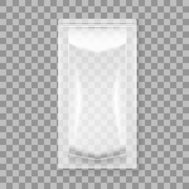 Fermuar ile şeffaf boş kese. Sos, mayonez veya ketçap paketi