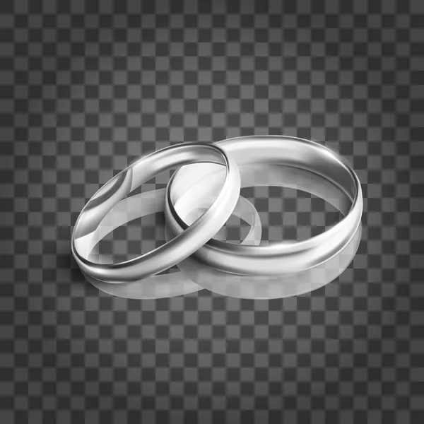 透明な背景にシルバーの結婚指輪 — ストックベクタ