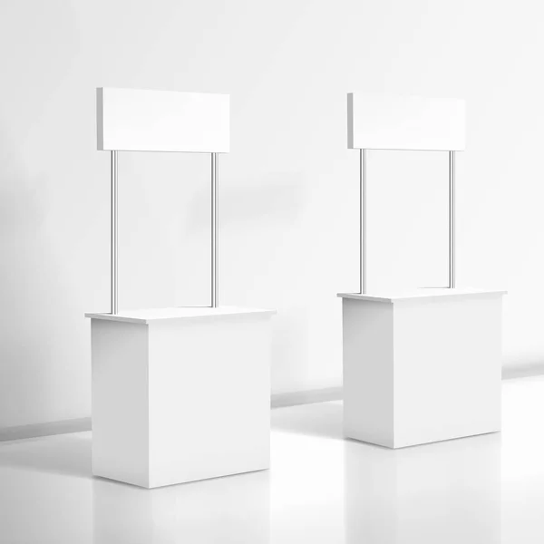 Valósághű 3D-s üres fehér promóciós Stand — Stock Vector