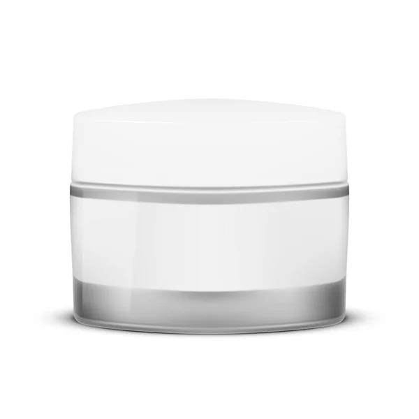 Contenedor cosmético transparente en blanco para crema o gel — Vector de stock