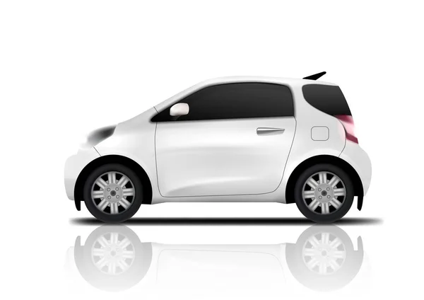 Mobil Mini Realistik Putih - Stok Vektor