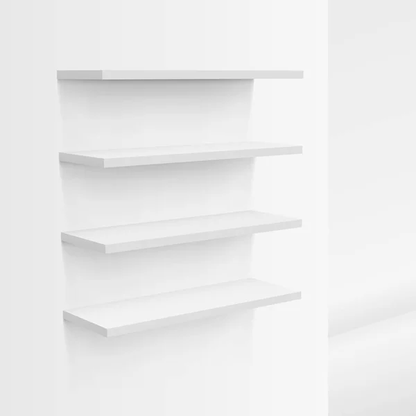 Estante vacío de la tienda blanca 3D en la pared — Vector de stock
