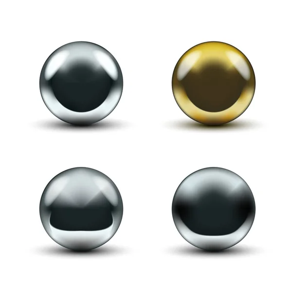 Valósághű 3D-s Chrome Ball elszigetelt fehér Background — Stock Vector