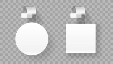 Satış noktası etiketi. Beyaz açık yuvarlak ve kare süpermarket raf Wobbler etiket