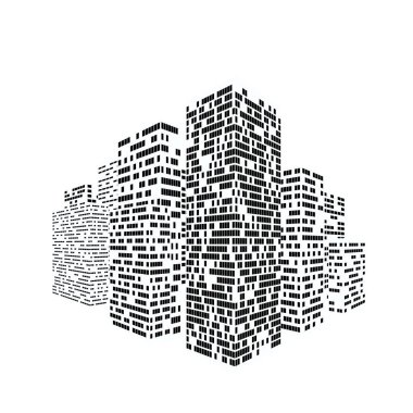 Beyaz arka plan üzerinde basit şehir şekil