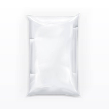 Gerçekçi yastık paket yemek için. Polietilen ambalaj. Marka için şablon
