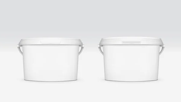 Realistische witte Plastic emmer Jar — Stockvector