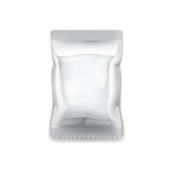 Σφραγισμένη σακούλα άδειο πλαστικό αλουμινίου με διαφανή σκιά — Διανυσματικό Αρχείο