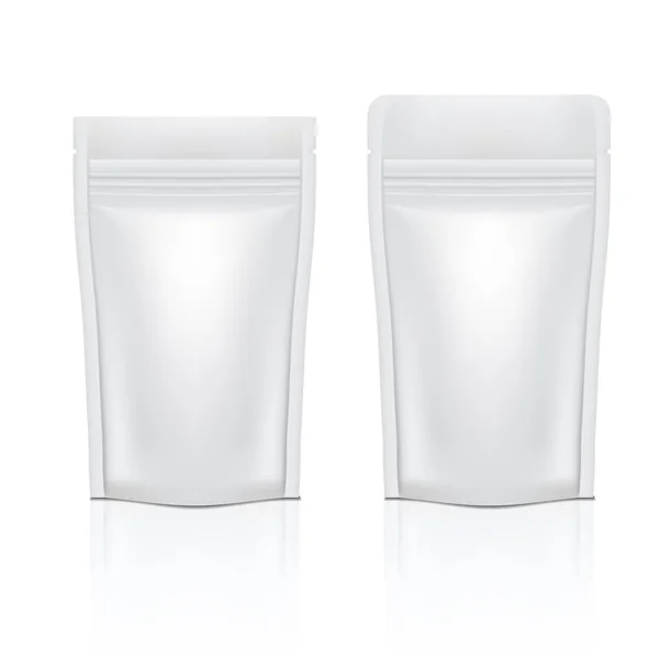 Pack de peluche brillant blanc avec fermeture éclair pour la nourriture ou les cosmétiques — Image vectorielle