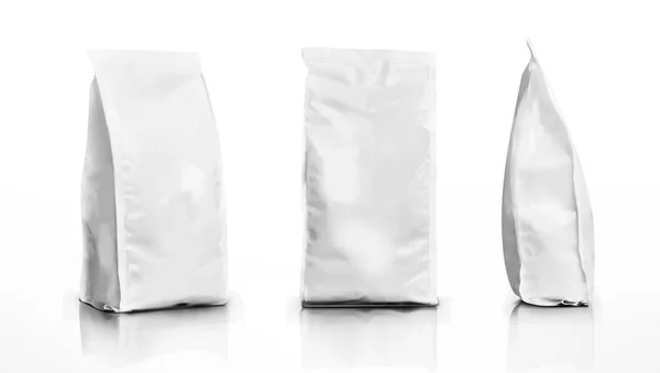 3d 空白箔或纸食品袋包 — 图库矢量图片