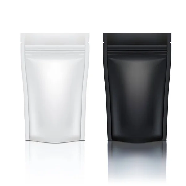Beyaz ve siyah parlak fermuar Doy paketiyle yiyecek ya da kozmetik için folyo