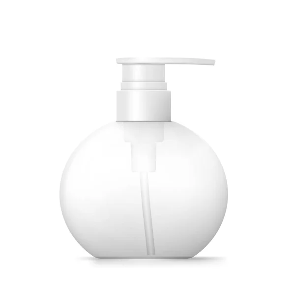 Bílé kulaté kosmetické lahvičky s dávkovací pumpičkou — Stockový vektor