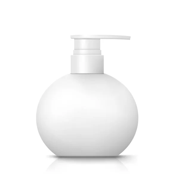 Bílé kulaté kosmetické lahvičky s dávkovací pumpičkou — Stockový vektor