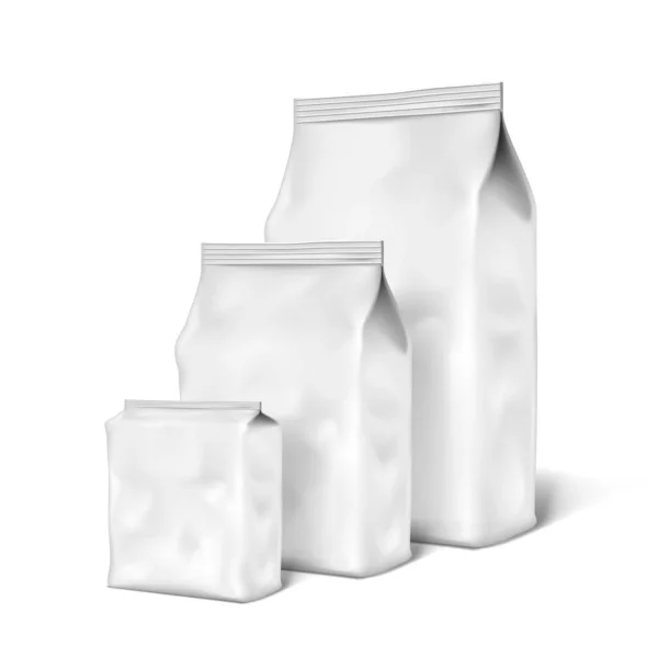Folie of papier Voedsel opstaan zak Snack Sachet Bag — Stockvector