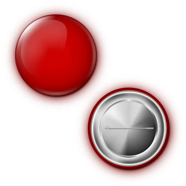 Spilla rossa realistica del distintivo bianco su sfondo bianco — Vettoriale Stock