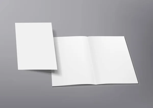 3D Blank Clear Opened Magazine Mockup with Cover — стоковый вектор