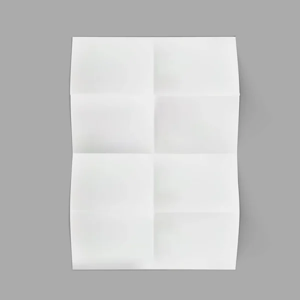 Folha A3 branca dobrada realista de oito folhas de papel — Vetor de Stock