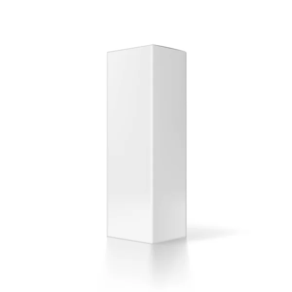 Realista caja blanca alta en blanco aislado en blanco — Vector de stock