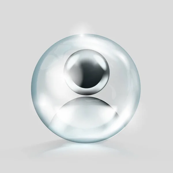 Cristal bola de cristal con Avatar en blanco Chrome en ella — Vector de stock