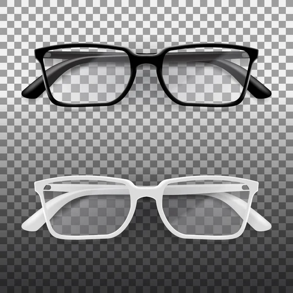 Schwarz-weiße Bürobrille mit glänzendem Rahmen — Stockvektor