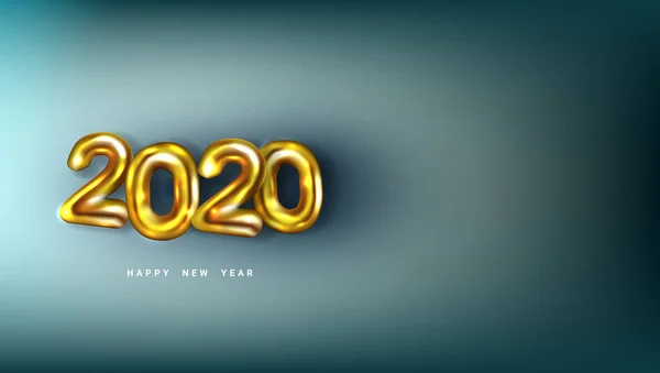 3D 행복 한 2020 년. 황금 수 포스터 — 스톡 벡터