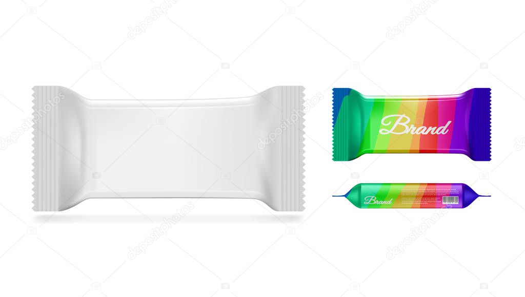 3D Realistic Blank Flow Pack Template Design