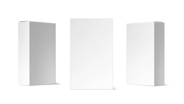 Varios ángulo 3D paquete en blanco conjunto de caja — Vector de stock